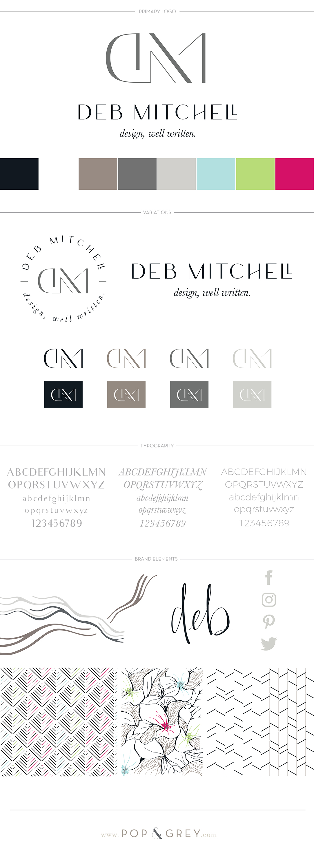 Deb Mitchell Writing brand design by Pop & Grey