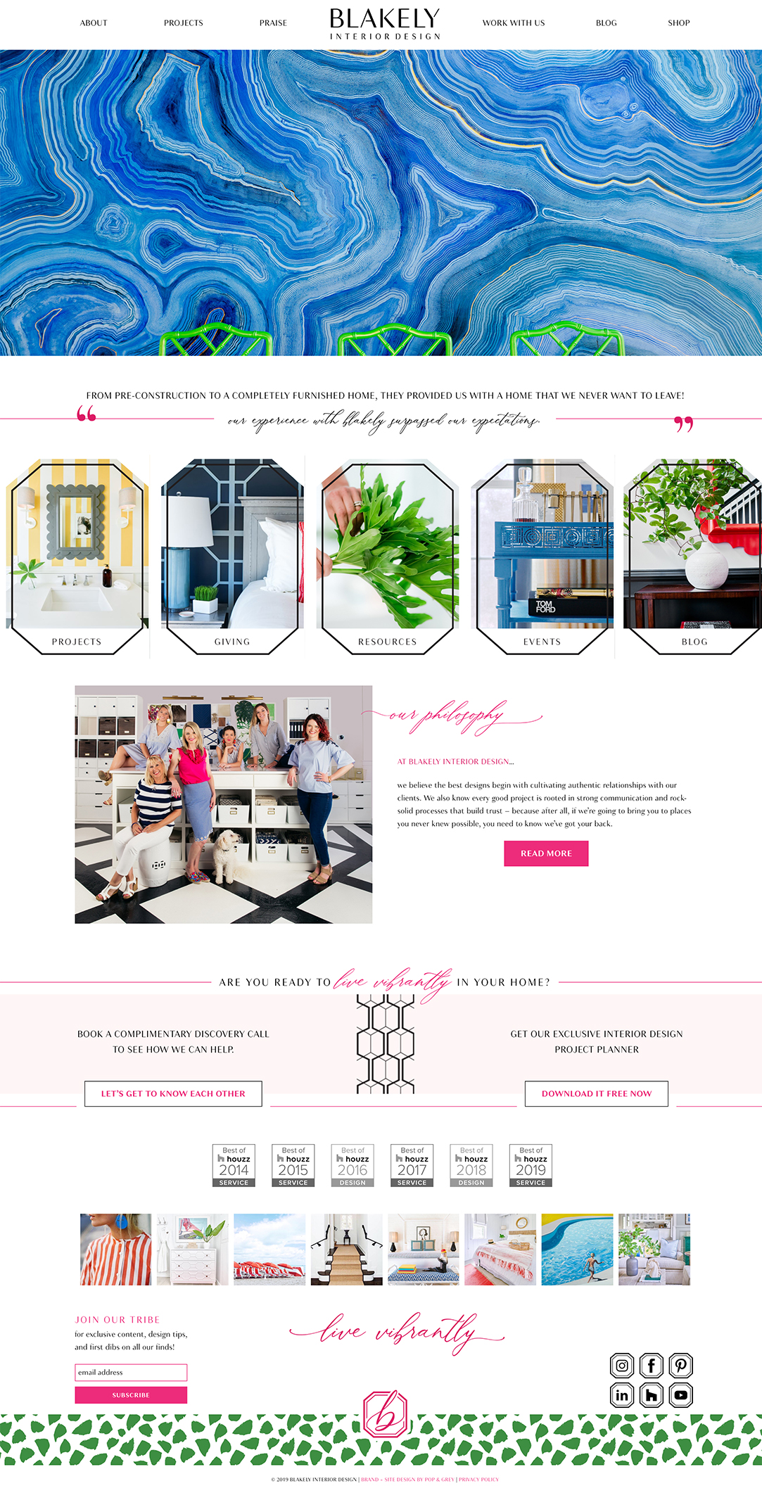 blakely interior design website design by pop and grey