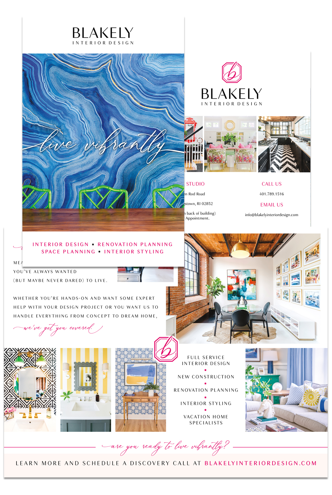 blakely interior design brochure design by pop and grey