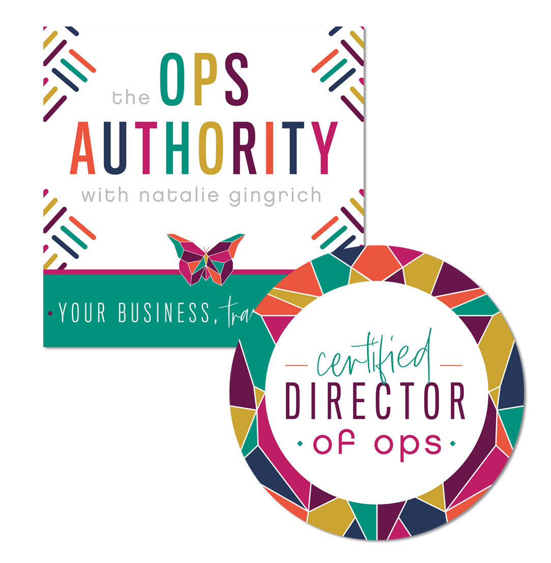 the ops authority with natalie gingrich director or operations seal and podcast art design by pop and grey