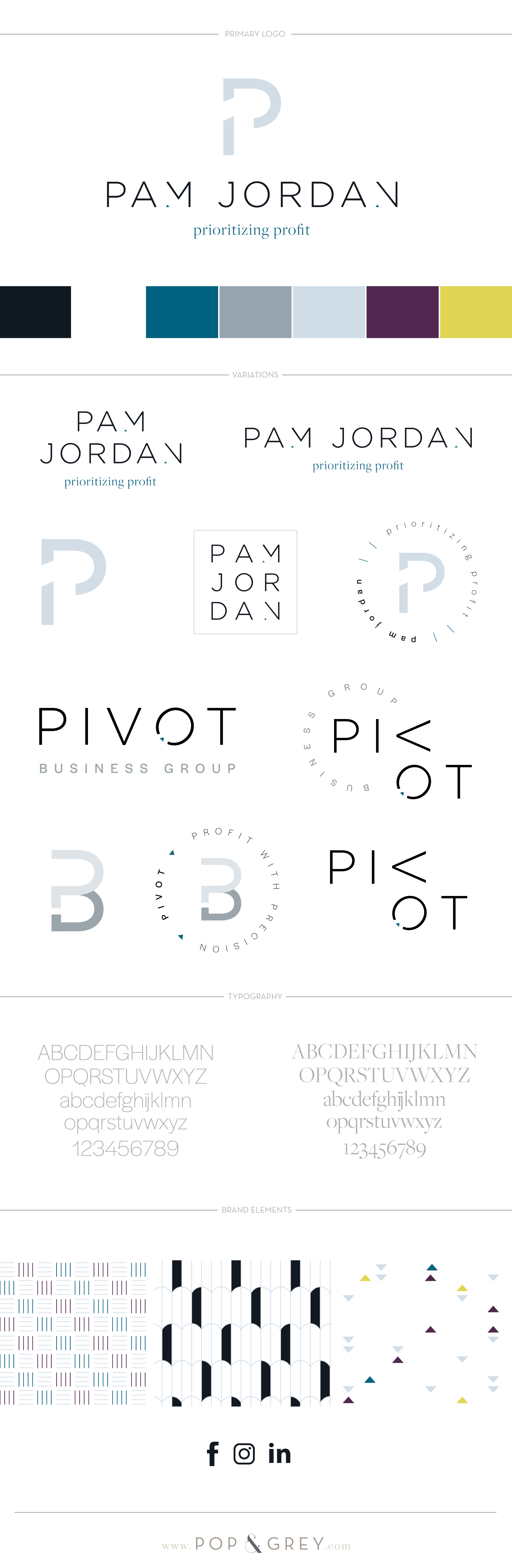 pam jordan, cfo and pivot business group brand design by pop & grey