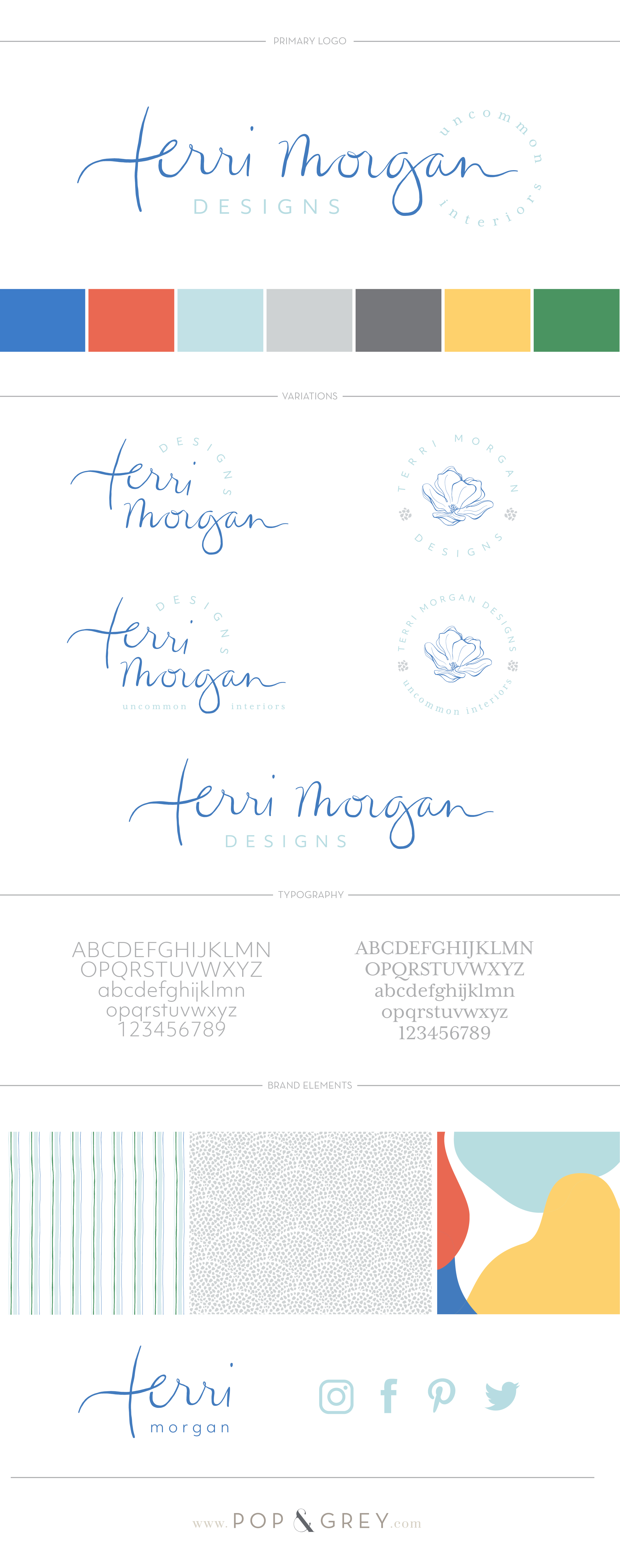 Terri Morgan interior designs brand design by Pop & Grey