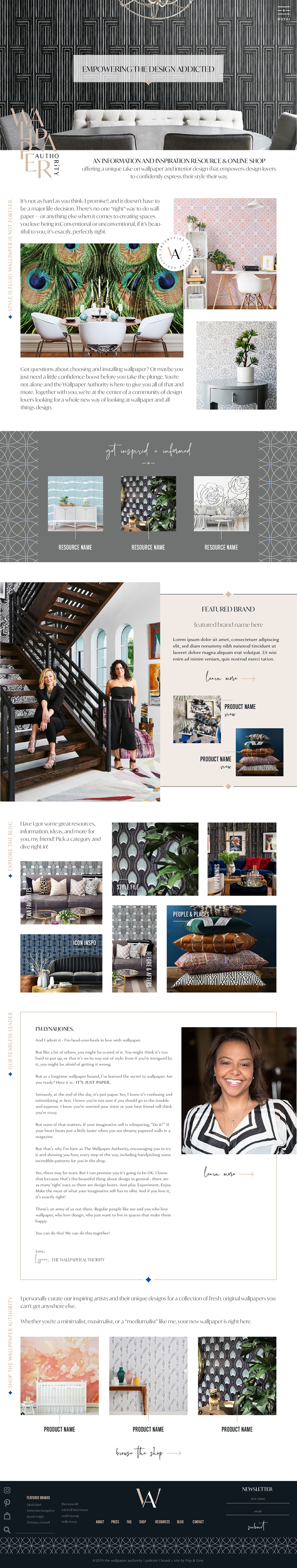 the wallpaper authority by lynai jones of mitchell black. e-commerce website and brand design by pop & grey