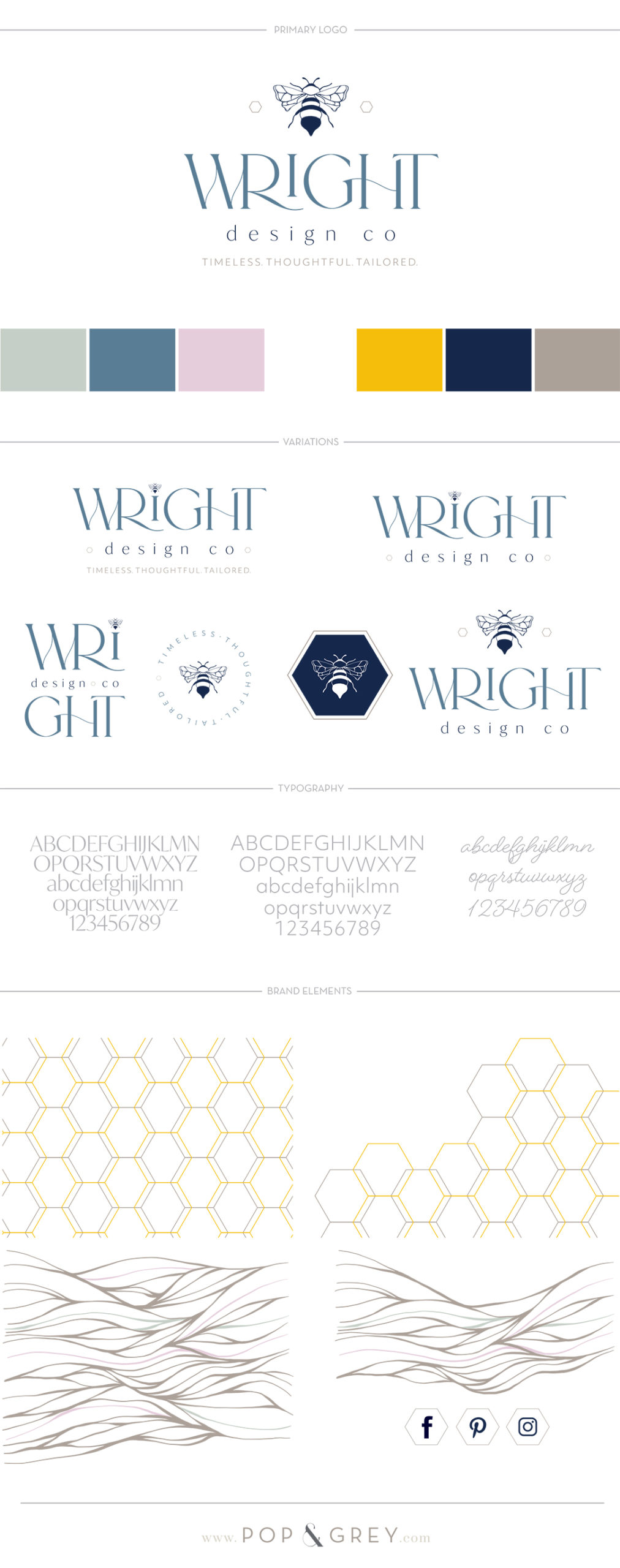 Wright Design Co brand design by Pop & Grey