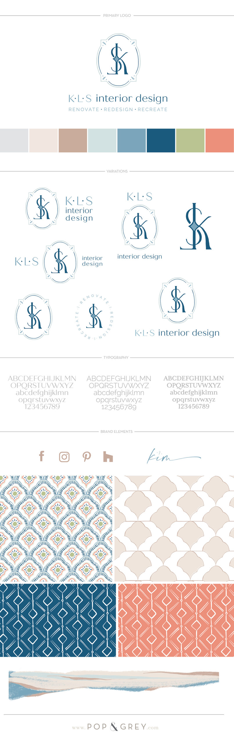 KLS interior design brand design by pop & grey