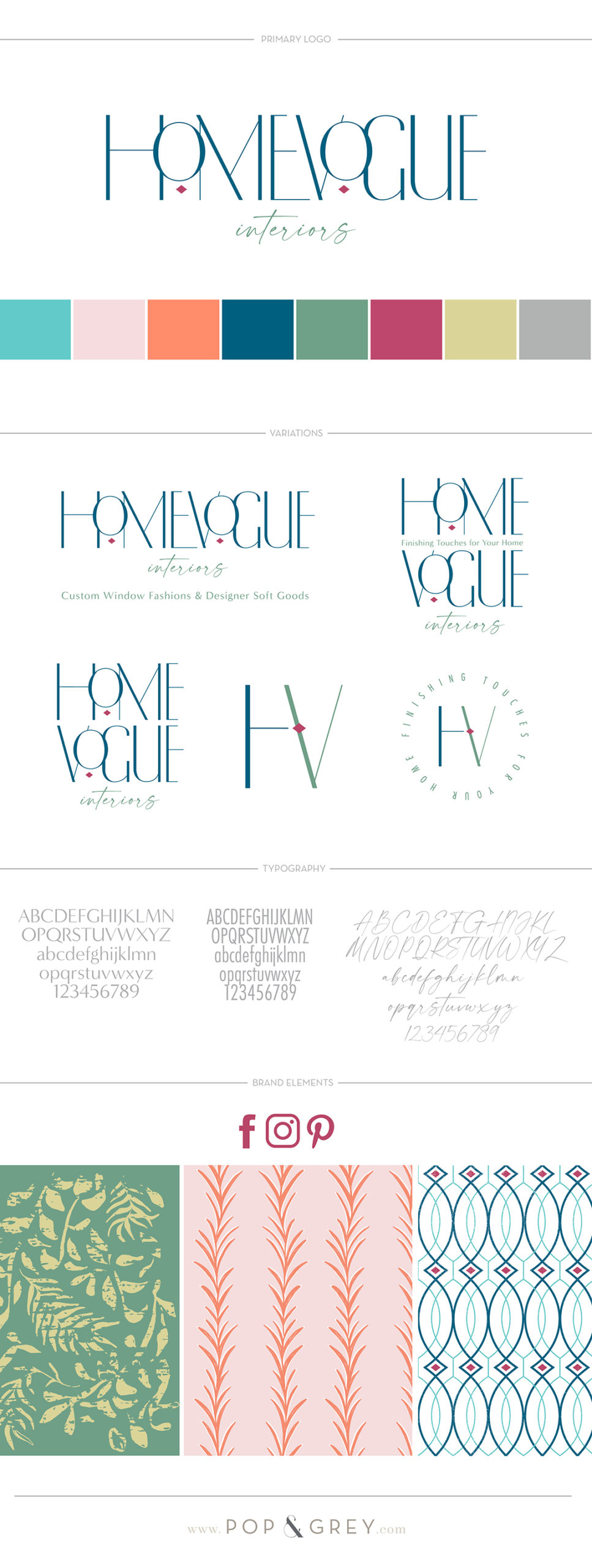 home vogue interiors brand and website design by pop & grey