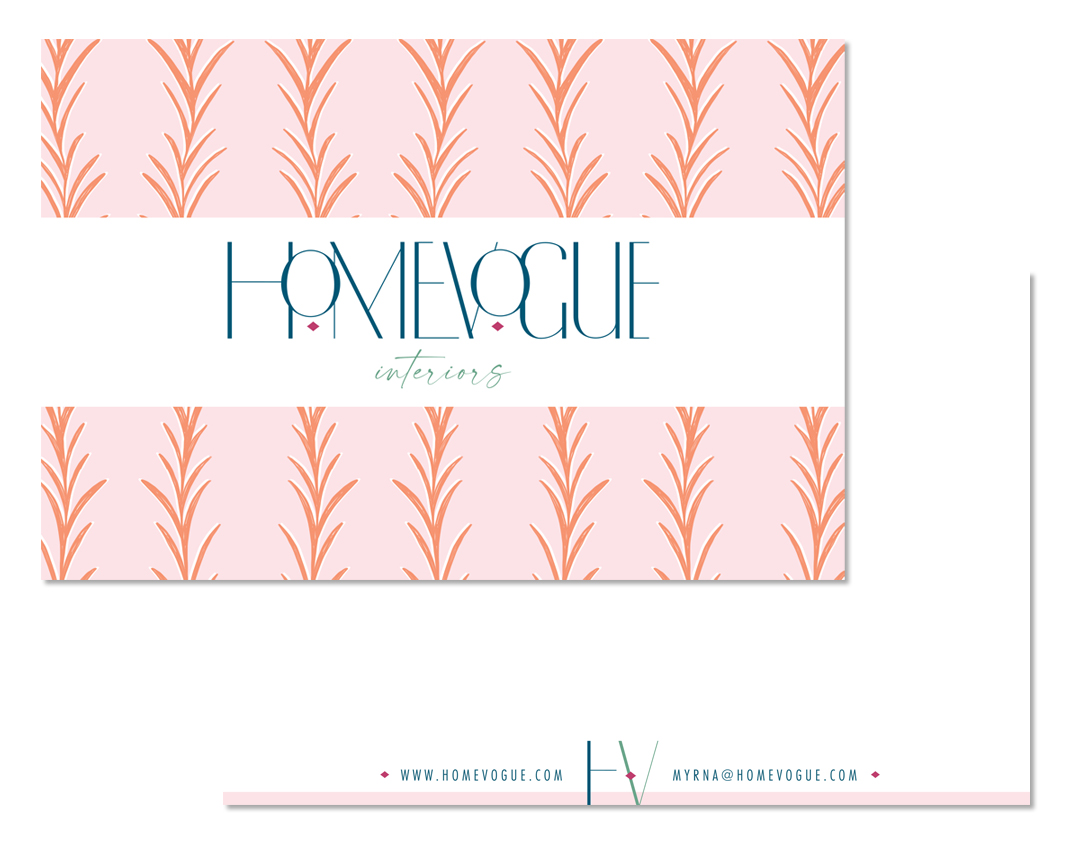home vogue interiors notecard design by pop & grey