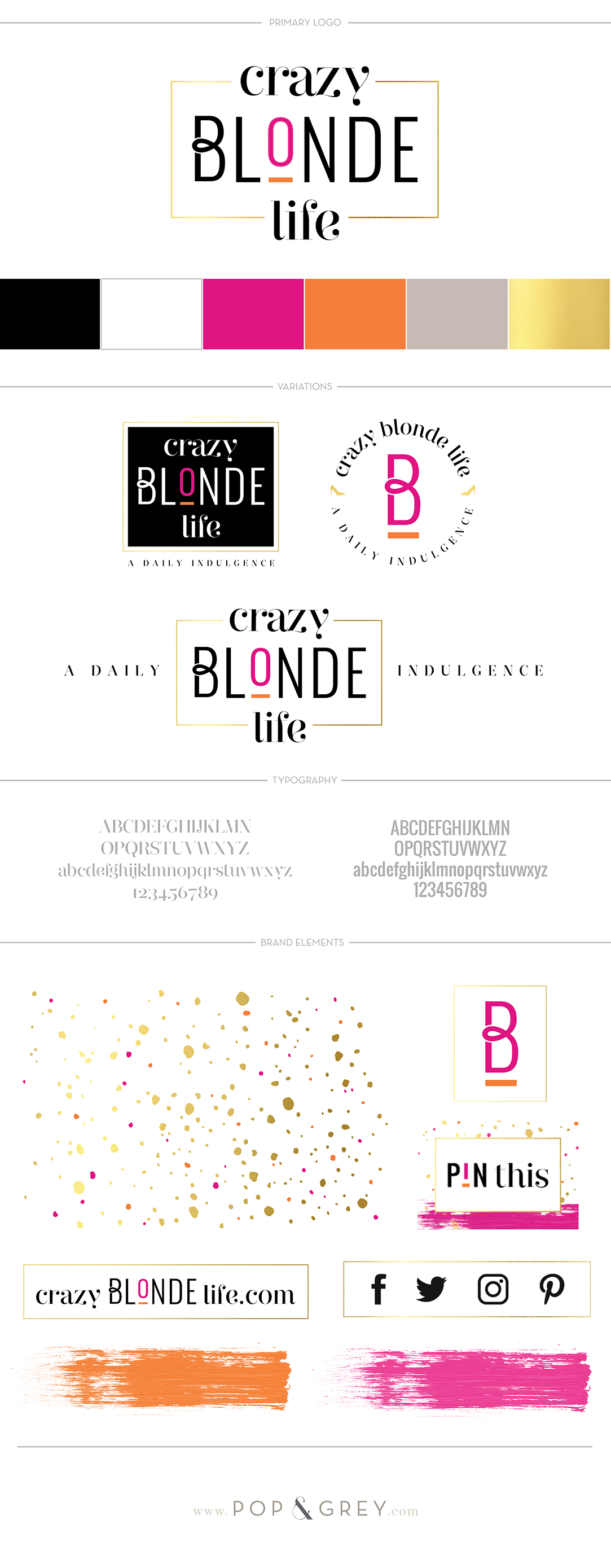 Brand Design for Crazy Blonde Lifestyle and Fashion Blog by Pop and Grey