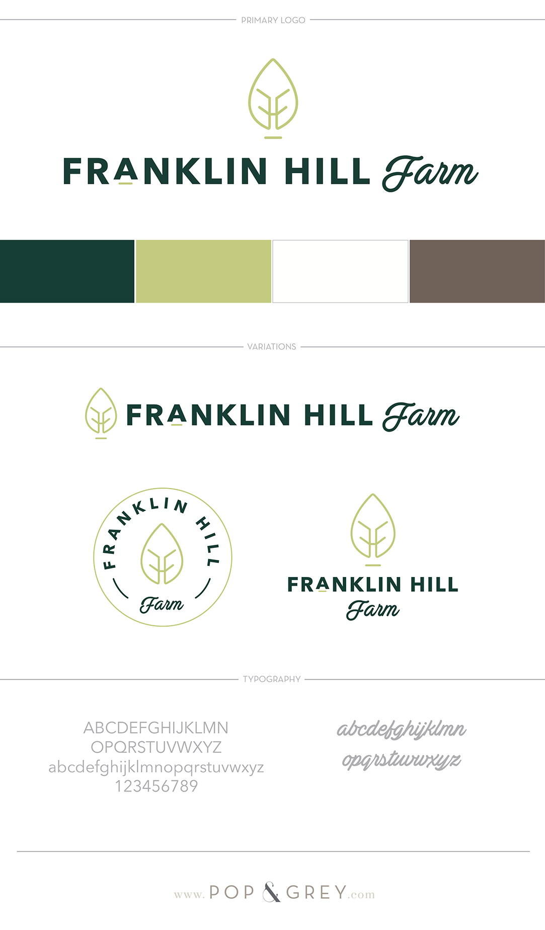 Franklin Hill Farm Brand Board by Pop & Grey, logo, color palette, typography