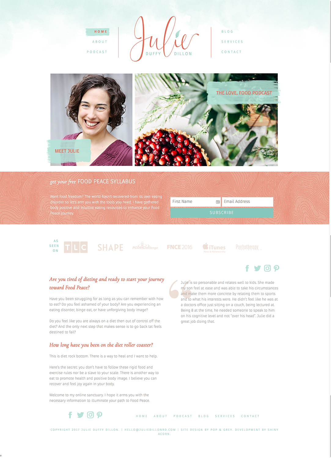 Julie Dillon website design by Pop & Grey