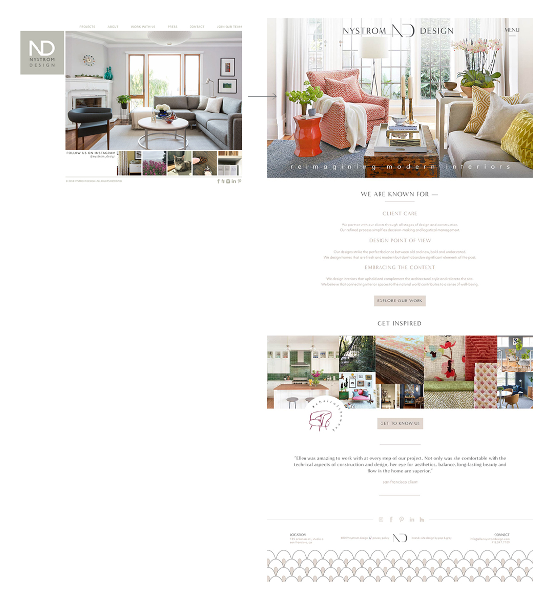 Nystrom Design website design by Pop & Grey