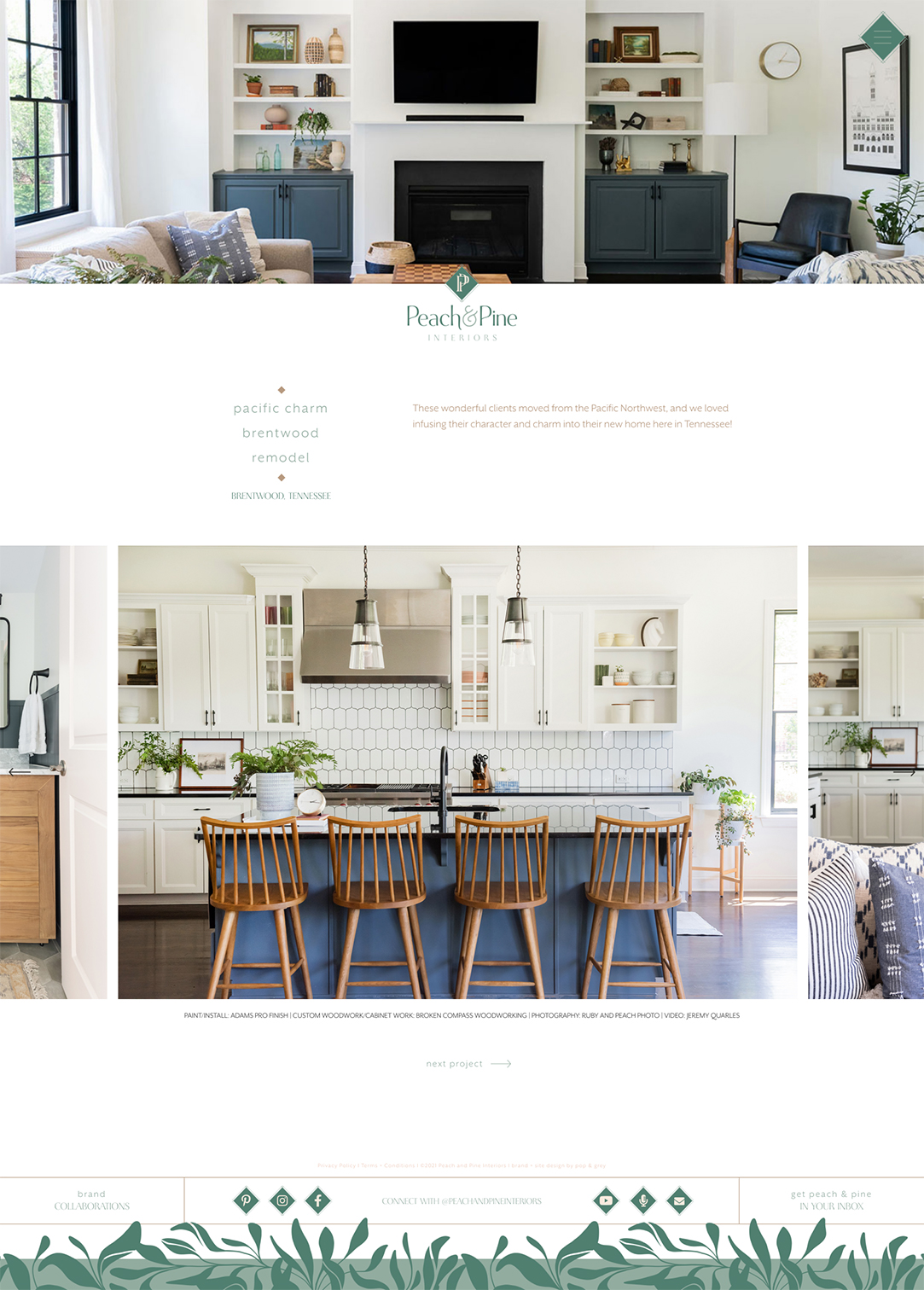 peach and pine interiors website design by pop and grey